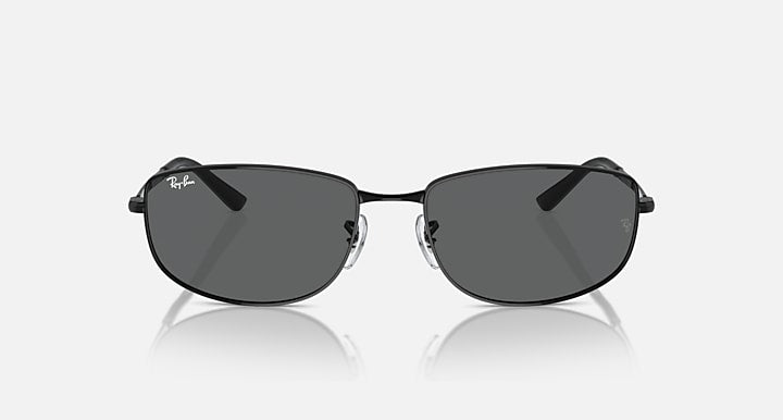 Black sunglasses with dark lenses and curved browline, front view