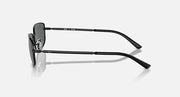 Black plastic sunglasses with dark lenses, side profile