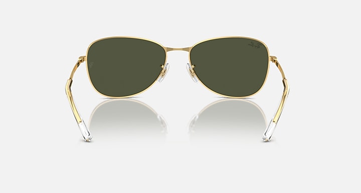 Gold-tone aviator sunglasses with dark green lenses and full metal frame