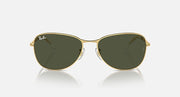 Gold-tone aviator sunglasses with dark green lenses and reflective coating