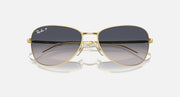 Ray-Ban RB3733 gold sunglasses with dark gradient lenses and thin bridge