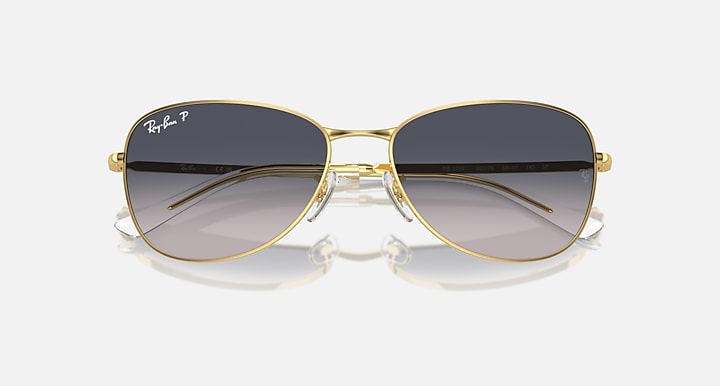 Ray-Ban RB3733 gold sunglasses with dark gradient lenses and thin bridge