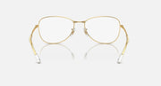Ray-Ban RB3733 sunglasses, gold frame with clear oval lenses and metal nose bridge