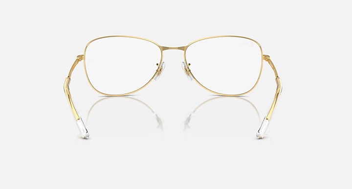 Ray-Ban RB3733 sunglasses, gold frame with clear oval lenses and metal nose bridge