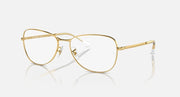 Ray-Ban RB3733 sunglasses, gold frame with clear lenses and transparent-style metal temples