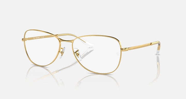 Ray-Ban RB3733 sunglasses, gold frame with clear lenses and transparent-style metal temples