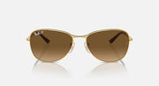 Gold-tone aviator sunglasses with brown lenses and subtle gradient tint