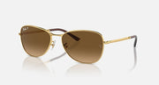 Gold-tone aviator sunglasses with brown gradient lenses and dark brown temples