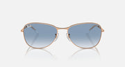 Ray-Ban RB3733 rose gold sunglasses with blue gradient lenses, front view