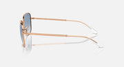 Ray-Ban RB3733 rose gold sunglasses with blue tinted lenses, side profile