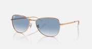 Ray-Ban RB3733 rose gold sunglasses with blue gradient lenses and metal arms