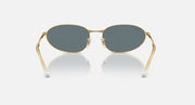 Gold metal round sunglasses with dark gray lenses, front view