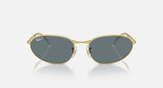 Gold metal round sunglasses with dark gray lenses, front view
