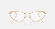 Gold metal round sunglasses with clear lenses, front view