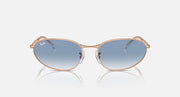 Gold-tone sunglasses with blue gradient oval lenses and thin metal frame