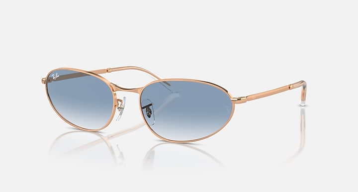 Ray-Ban RB3734 sunglasses with gold-tone frame and blue gradient lenses