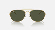 Gold oval sunglasses with dark green lenses and slim keyhole bridge