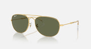 Gold aviator sunglasses with dark green tinted lenses and thin metal bridge