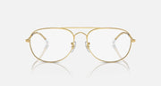 Gold aviator sunglasses with clear lenses and wireframe bridge