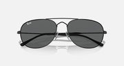 Ray-Ban metal sunglasses with dark gray lenses and slim wire temples, front view