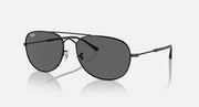 Ray-Ban metal sunglasses with dark gray lenses and black temples, aviator-style bridge