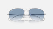 Ray-Ban metal sunglasses with light blue gradient lenses and slim silver bridge, front