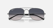 Ray-Ban aviator-style sunglasses, dark lenses with silver frame