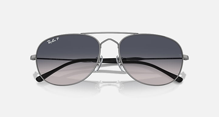 Ray-Ban aviator-style sunglasses, dark lenses with silver frame