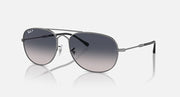Ray-Ban aviator-style sunglasses with silver frame and dark smoke gradient lenses