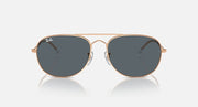 Ray-Ban aviator-style sunglasses with rose-gold frame and dark smoke lenses