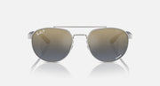 Ray-Ban sunglasses with silver frame and dark gradient mirrored lenses