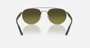 Ray-Ban sunglasses with green mirrored lenses and dark green metal frame