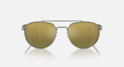 Ray-Ban sunglasses front view with olive mirrored lenses and green-tinted frame