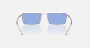Front view Rectangular Ray-Ban sunglasses with silver frame and blue square lenses