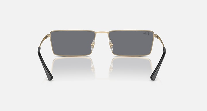 Rectangular Ray-Ban sunglasses with gold frame and dark square lenses