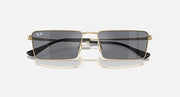 Ray-Ban Emy sunglasses with gold frame and smoke-blue rectangular lenses