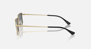 Rectangular Ray-Ban sunglasses, gold frame with black temple tips and dark lenses