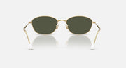 Gold oval sunglasses with dark green lenses and adjustable metal nose pads