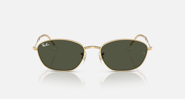 Gold oval sunglasses with dark green polarized-style lenses
