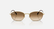 Gold oval sunglasses with warm brown lenses and slim metal temples