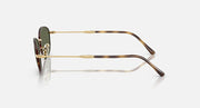 Ray-Ban sunglasses side view: gold metal frame with tortoise temple tips