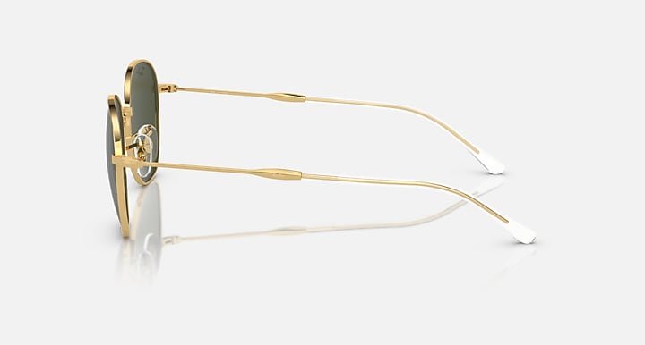 Ray-Ban round sunglasses side view, gold frame, dark green lenses