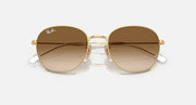 Ray-Ban round sunglasses, gold frame, dark brown gradient lenses