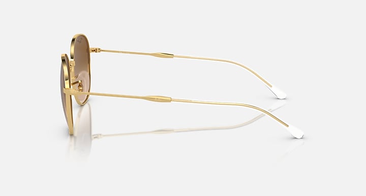 Ray-Ban round sunglasses side view, gold frame, brown gradient lenses