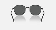 Ray-Ban RB3809 round sunglasses with black frame and dark gray lenses, front view
