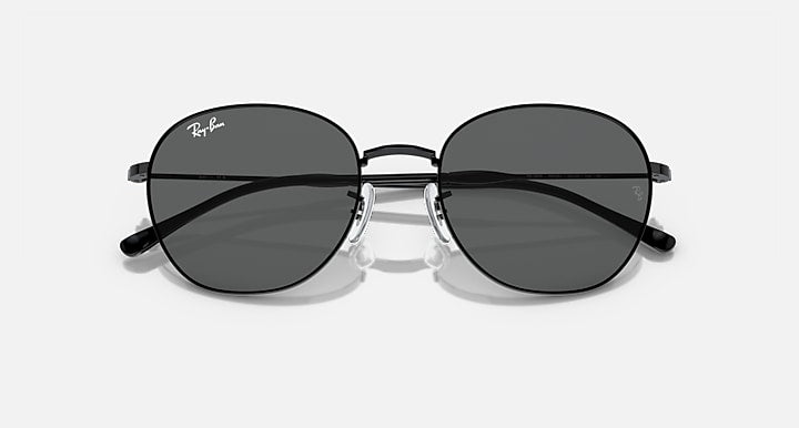 Ray-Ban RB3809 round sunglasses with black frame and dark gray lenses, centered view
