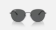 Ray-Ban RB3809 round sunglasses with black frame and dark gray lenses, front view