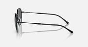 Ray-Ban RB3809 round sunglasses, black frame side view with dark gray lens