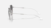 Ray-Ban RB3809 round sunglasses side view with clear silver frame and gray gradient lens