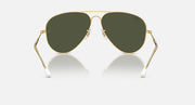 Aviator sunglasses with gold frame and olive green lenses, front view